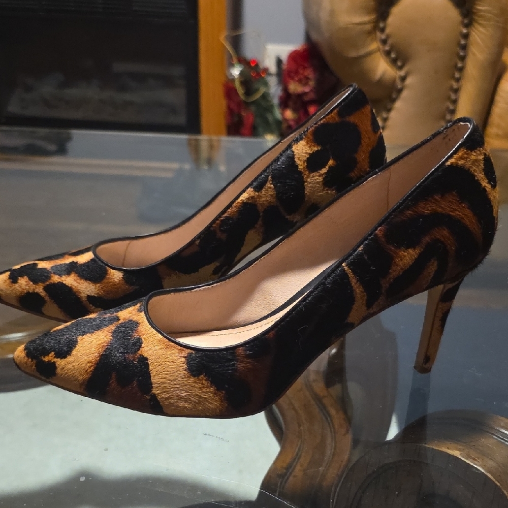 Louise et Cie Leopard Real Cow Hair Fur Heels - Picture 4 of 11